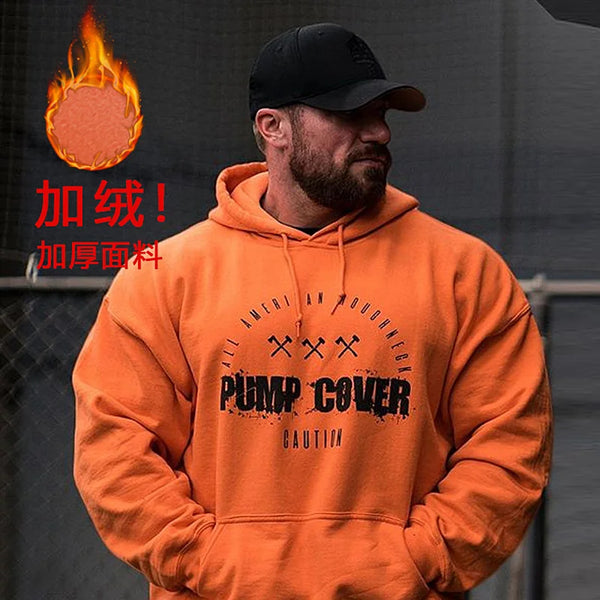 Autumn And Winter Men's Gym Wool Pullovers Fitness Sweatshirts Men Fleece Hoodies Stringer Bodybuilding Fitness Casual Coat