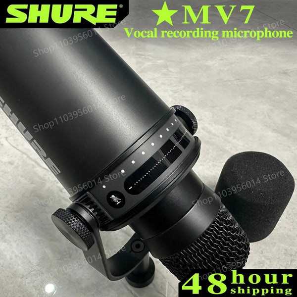 Original SHURE MV7 Hybrid USB/XLR Dynamic Microphone Outdoor Live Selectable Frequency Response Built-in Sound Card Microphone