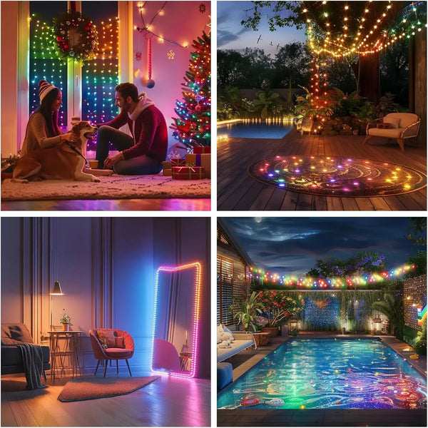 Fairy String Lights RGB LED Strip Bluetooth Smart USB Starry Lights Christmas Curtain DIY Twinkle Light Waterproof Party Room