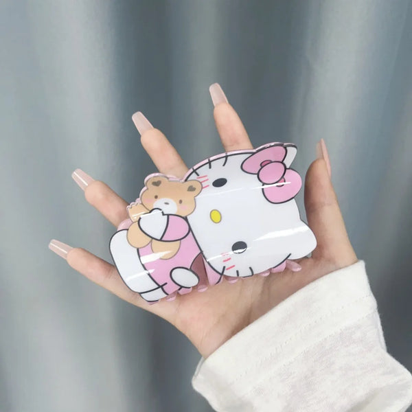 Sanrio Kuromi Hair Claws Women Fashion Cute Hello Kitty Hairclip Girl Cinnamoroll Acrylic Shark Clip Kid My Melody Birthday Gift