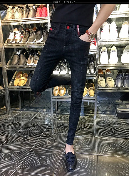 Autumn Winter 2022 Fashion Casual Student Korean Men's Solid Color Trousers Guy Casual Jeans Elastic Skinny Long Pencil Pants