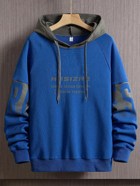 Men's Fall/Winter New Casual And Versatile Contrast Monogram Print Long Sleeve Hooded Sweatshirt