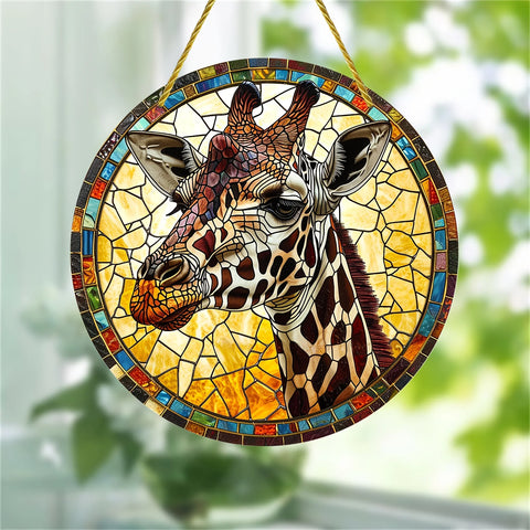 Charming Giraffe Acrylic Suncatcher Sign-Vibrant Window Hanging Decor,Housewarming Gift for Women,Wall, Porch& Room