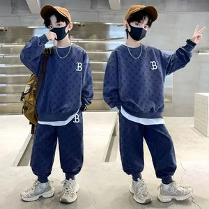 Fashion Boys Clothes Sets 2024 Autumn Sport Kids Long Sleeve Sweatshirts + Pants 2PCS Teen Children Clothing 8 10 12 14 Years