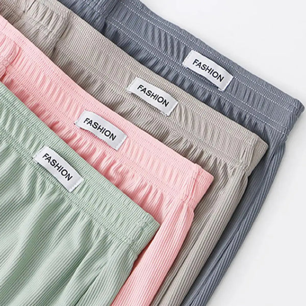 Men Boxer Underwear Elastic Waist Mid-rise Shorts Briefs Solid Color Wide Loose Fit Button Fly Ice Silk Thin Panties 남성 스퀘어 팬티