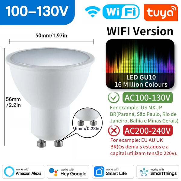 TNCE Tuya GU10 LED Bulbs WIFI Zigbee Bluetooth, RGB C+W White Dimmable Lamps, Smart Control Light Bulb, Voice Alexa/Google home