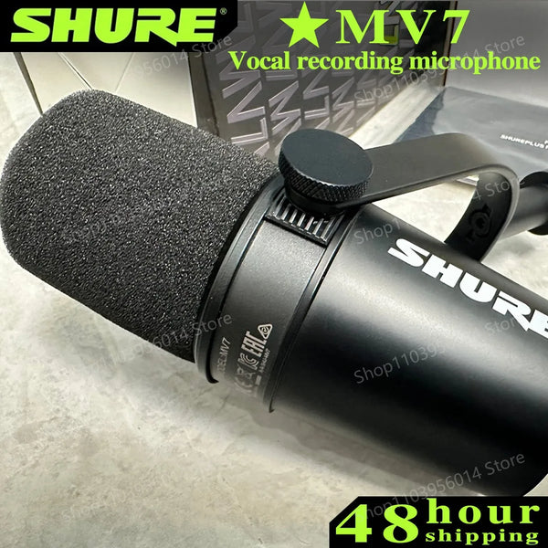 Original SHURE MV7 Hybrid USB/XLR Dynamic Microphone Outdoor Live Selectable Frequency Response Built-in Sound Card Microphone