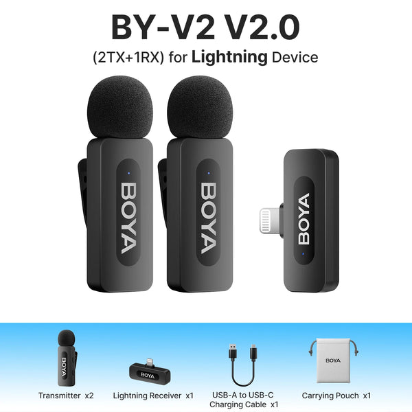 BOYA BY-V3 Wireless Lavalier Microphone for iPhone iPad Android USB-C Smartphones Lapel Mic for Gaming Video Recording Streaming