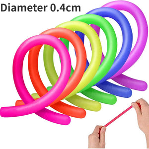 6 Pack Stretchy String Fidgets Sensory Toys Resistance Squeeze Strengthen Arms Noodle Stress Reliever Toys for Kids Adults