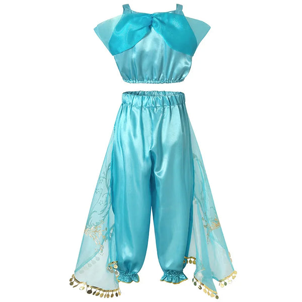 Jasmine Princess Dress for Girls Birthday Party Carnival Cosplay Aladdin Magic Lamp Costume Kids Vestidos Set Outfits Clothing