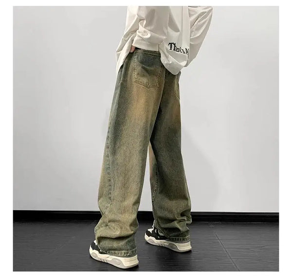 Jeans men Wide Leg Jeans Male Loose Straight Denim Pants 2024 Autumn Harajuku Vintage Blue Jean Trouser Streetwear Clothes