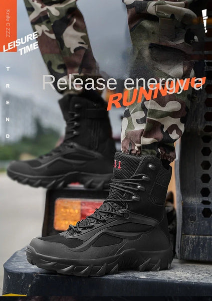 Men Tactical Boots Autumn Special Forces Field Man Boot Lightweight Outdoor Non-Slip Waterproof Shoes Zapatillas Hombre