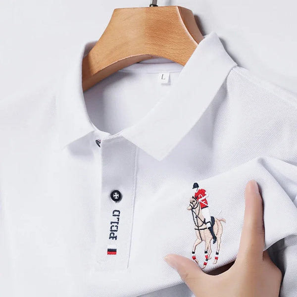 Men's Embroidered Casual Fashion Short Sleeved POLO Shirt Summer Comfortable Top