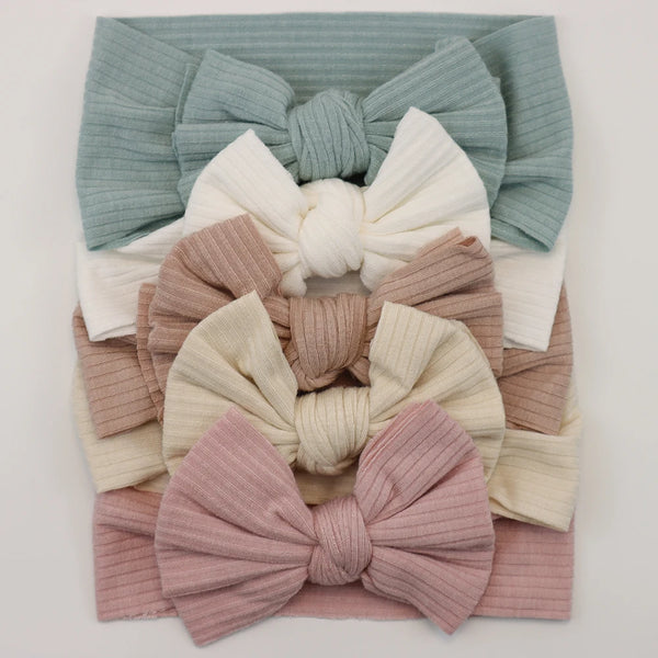 5pcs/Lot Cable Knit Bow Baby Headbands Elastic Nylon Baby Girl Headband For Children Turban Newborn Infant Kids Hair Accessories