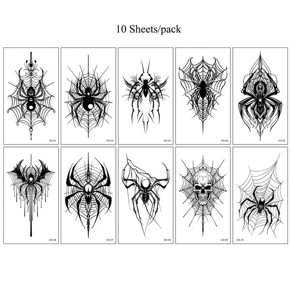 10pcs Spider Web Tattoo Stickers for Halloween Disposable Temporary Tattoos For Men Women Face Makeup Body Decr for Children