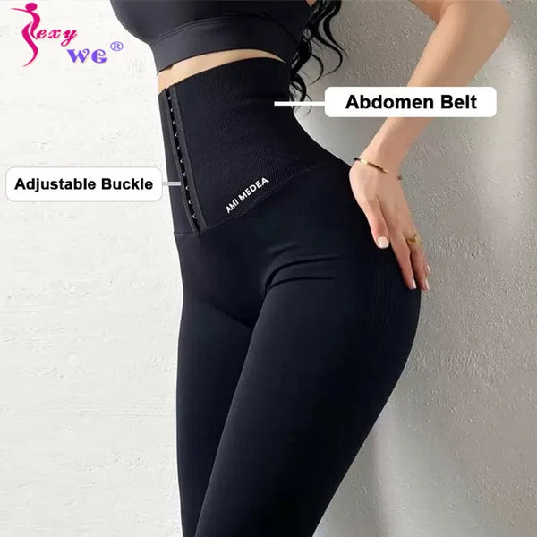 SEXYWG Women Yoga Pants Solid High Waist Fitness Gym Tights Push Up Sports Leggings Seamless Trousers Workout Sportswear Pant