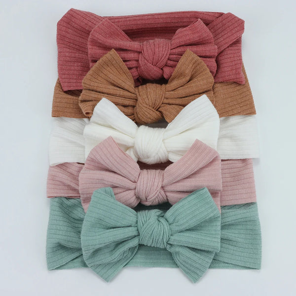 5pcs/Lot Cable Knit Bow Baby Headbands Elastic Nylon Baby Girl Headband For Children Turban Newborn Infant Kids Hair Accessories