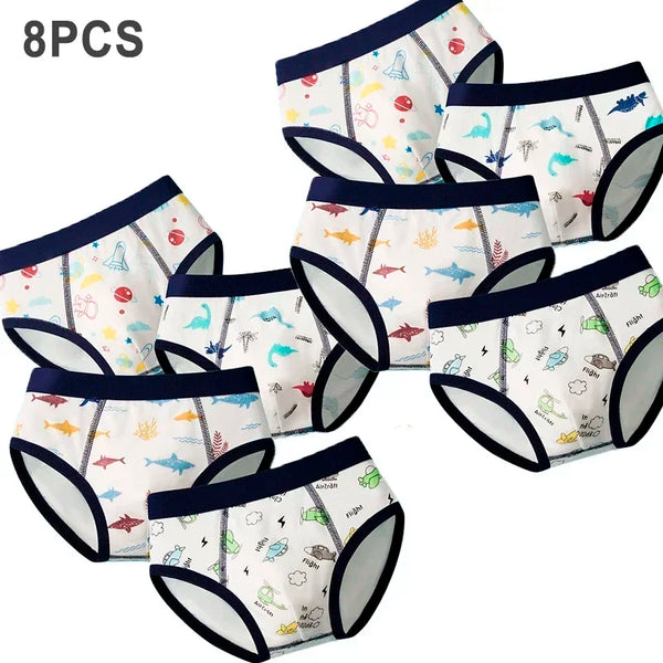 8 Pcs/Lot Boys Underwears Cotton Children Panties Teenage Antibacterial Shorts Cartoon Kids Breathable Underpants Briefs For Boy