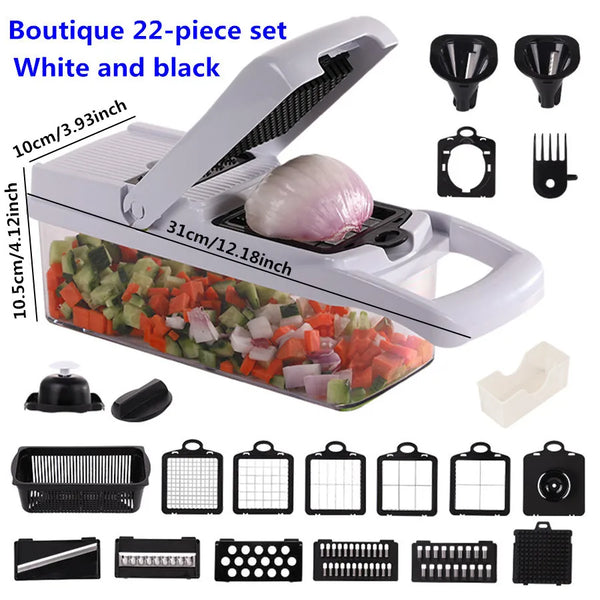 22/26 pcs in 1 Multifunctional Vegetable Chopper Handle Food Grate Cooking Tool Vegetable Slicer Dicer Cut Kitchen Items Gadgets