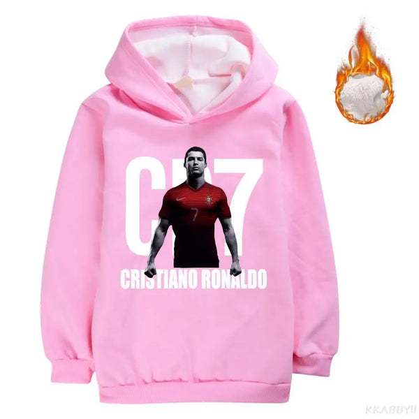 CR7 Clothes Kids Velvet Sweatshirt Baby Girls Winter Coat Boys Fleece Sweater Children Warm Thick Outwear