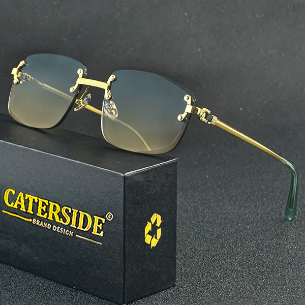 CATERSIDE Retro Rimless Square Sunglasses Men Women UV400 Small Gradient Sun Glasses For Men Popular High Quality Party Eyewear