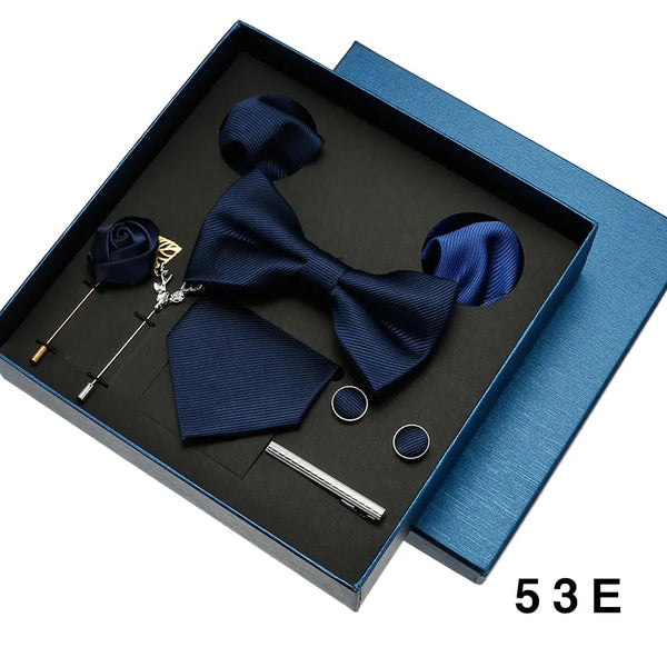 Luxury Men's Tie Necktie Bow Tie Gift Box 8-Piece Solids Colors Thread Fashion Professional Business Suit Accessories Wedding