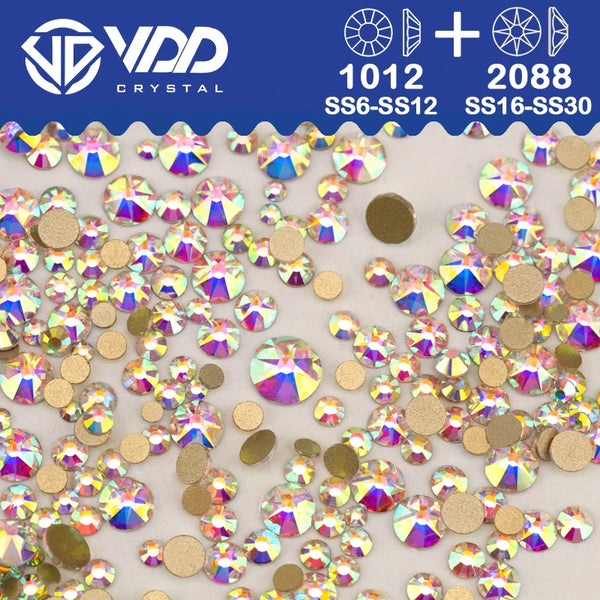 VDD Mix Size SS6-SS30 AAAAA High Quality Glass 2088 Rhinestones Crystal Flatback Strass Stones Crafts DIY Nail Art Decoration