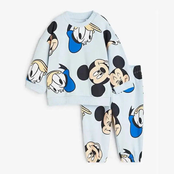 Full-print Minnie Mouse Baby Girls Sweatshirt Set Spring Autumn Clothing Children Tops + Pants Outfits Kids Long Sleeved Suit