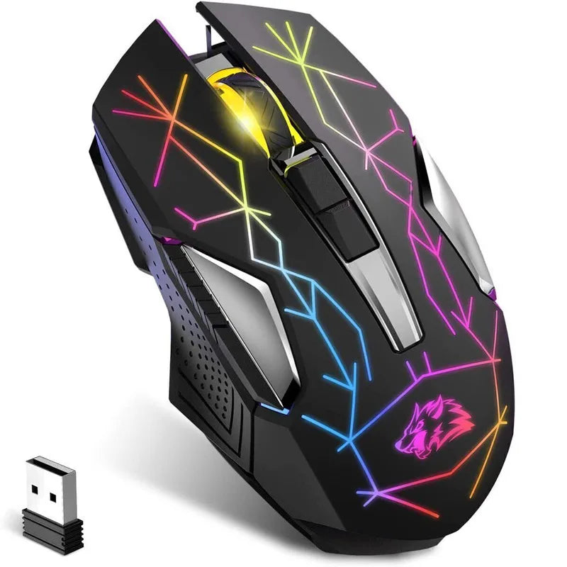 Silent Wireless Gaming Mouse Multi-Colour Backlit Rechargeable For Laptop PC