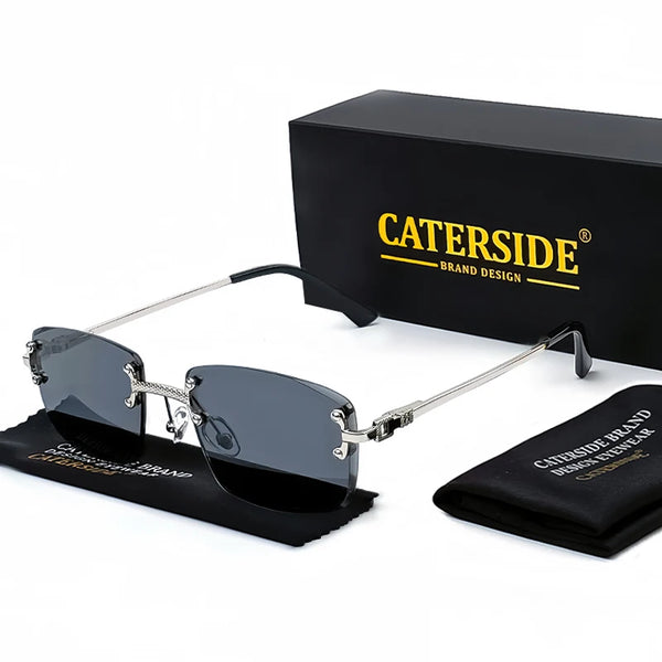 CATERSIDE Retro Rimless Square Sunglasses Men Women UV400 Small Gradient Sun Glasses For Men Popular High Quality Party Eyewear