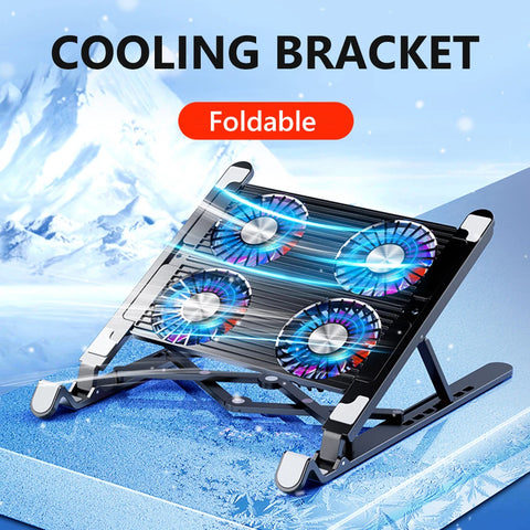 Laptop Cooling Pad with 2/4 Fans Foldable Notebook Stand RGB Silent Gaming Laptop Cooler Fan 7 Height for 11-17.3 Inch Notebook