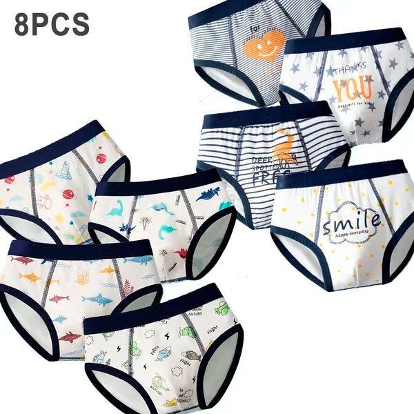 8 Pcs/Lot Boys Underwears Cotton Children Panties Teenage Antibacterial Shorts Cartoon Kids Breathable Underpants Briefs For Boy