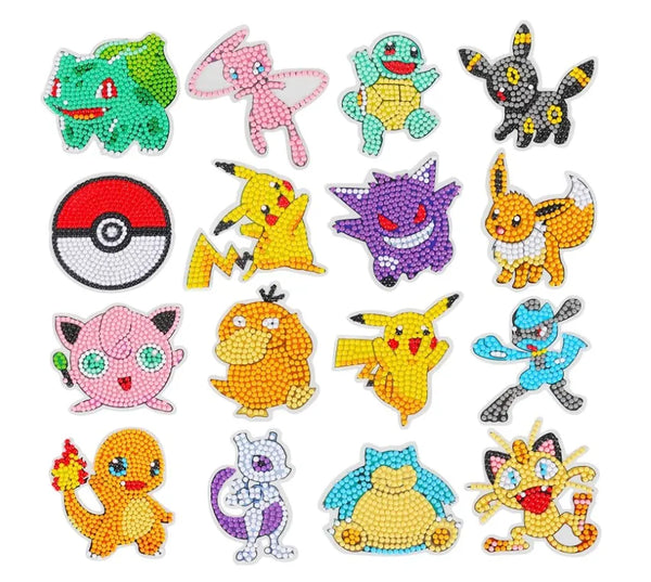 DIY Diamond Painting Stickers for Kids Cartoon Pokemon Crystal Mosaic Sticker Painting By Number Art Crafts Gift