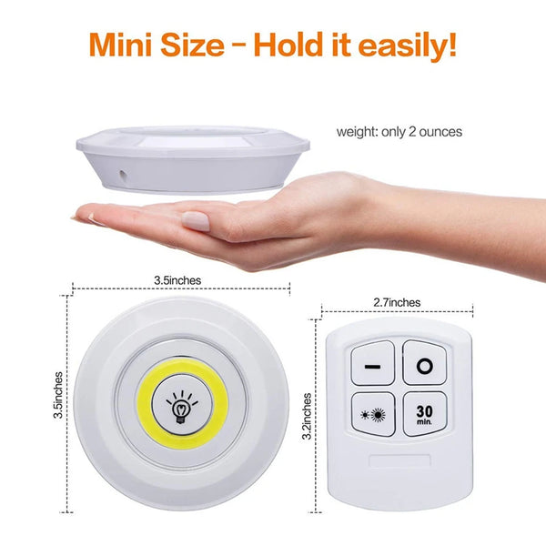 Smart Wireless Led Light Kitchen Under Furniture Dimmable Lamps Bedroom Wardrobe Lighting Round with Remote Control LED Lights