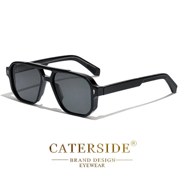 CATERSIDE Vintage Punk Sunglasses Men Flat Top Double Bridges High Quality Sun Glasses Women Travel Party Festival Eyeglasses