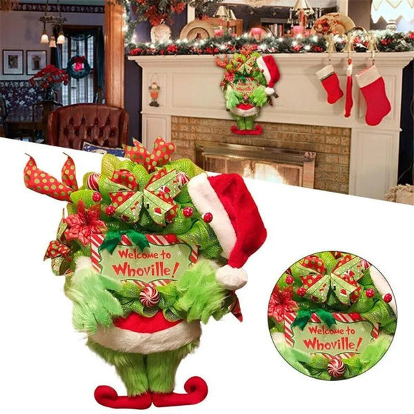 Grinch The Funny Burlap Wreath Creative Christmas Decorations UK 2024