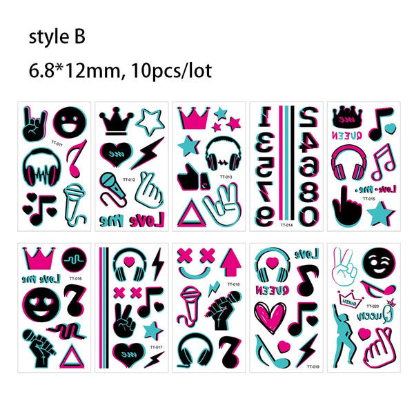 Music Note Skin Sticker Tattoo Temporary Headphone Water Transfer False Tattoo for Body Arm Neck Face Leg Waterproof Tattoo