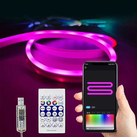 Smart WIFI Neon LED Strip Light USB 5V RGBIC Dreamcolor Chasing Neon LED Tape Light Room Decor Work with Alexa Google Assistant