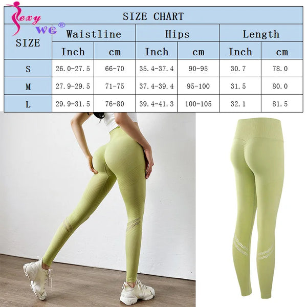 SEXYWG Women Yoga Pants Solid High Waist Fitness Gym Tights Push Up Sports Leggings Seamless Trousers Workout Sportswear Pant