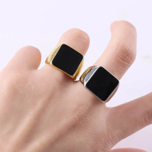 10/20/30/50Pcs/Lot Classic Fashion Black Square Ring For Men Women Mix Color Jewelry Party Gifts Wholesale