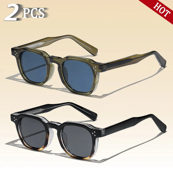 CATERSIDE New Retro Punk Men Sunglasses Square Personalized Design Glasses Women's Fashion Party Glasses Festival Gift 2 Pieces