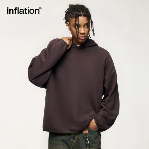 INFLATION Premium Cozy Hoodies Unisex 365gsm Minimalist Velevt Hooded Sweatshirts