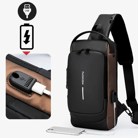 New Brand Designer Men Crossbody Bag PU Leather Classic Anti-Theft Shoulder Bag Chest Bag Multifunctional for Men-LJX