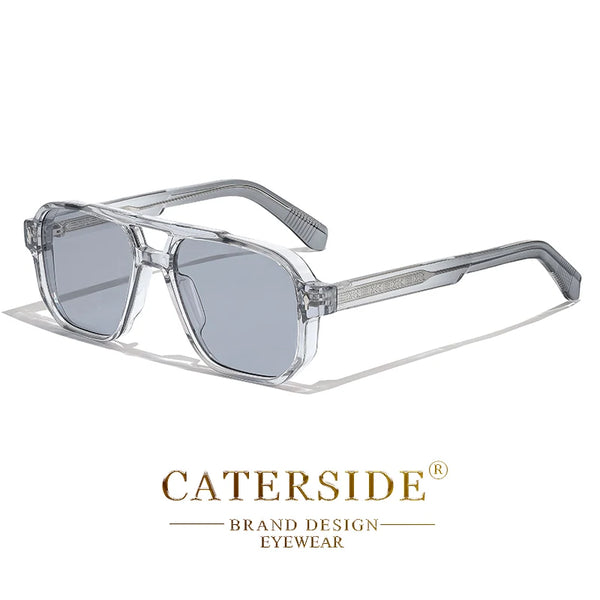 CATERSIDE Vintage Punk Sunglasses Men Flat Top Double Bridges High Quality Sun Glasses Women Travel Party Festival Eyeglasses