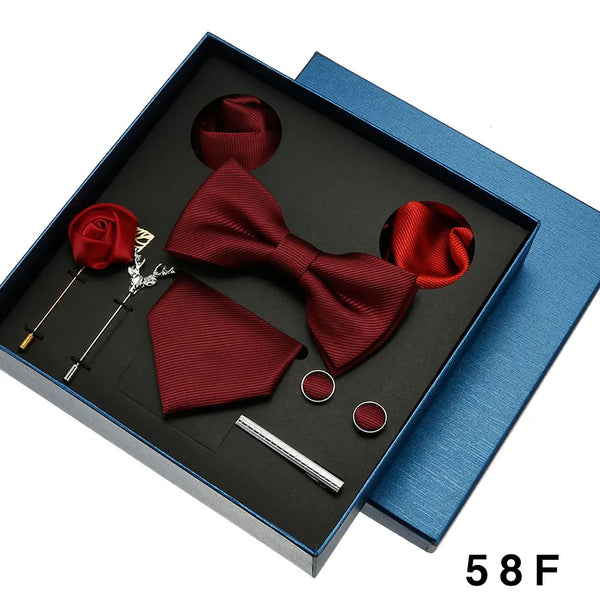 Luxury Men's Tie Necktie Bow Tie Gift Box 8-Piece Solids Colors Thread Fashion Professional Business Suit Accessories Wedding