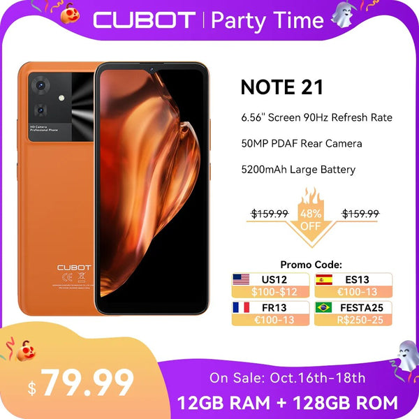 CUBOT Celular Note 21 Dual Sim 128 GB 6 GB Ram 90hz 5200mah