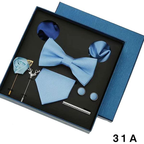 Luxury Men's Tie Necktie Bow Tie Gift Box 8-Piece Solids Colors Thread Fashion Professional Business Suit Accessories Wedding