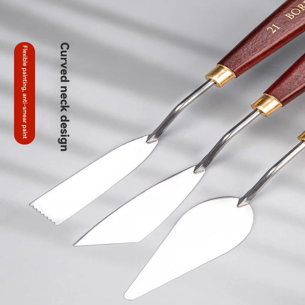 3/5/7Pcs/Set Palette Knife Painting Stainless Steel Spatula Palette Knife Oil Paint Metal Knives Wood Handle Art Drawing Tools