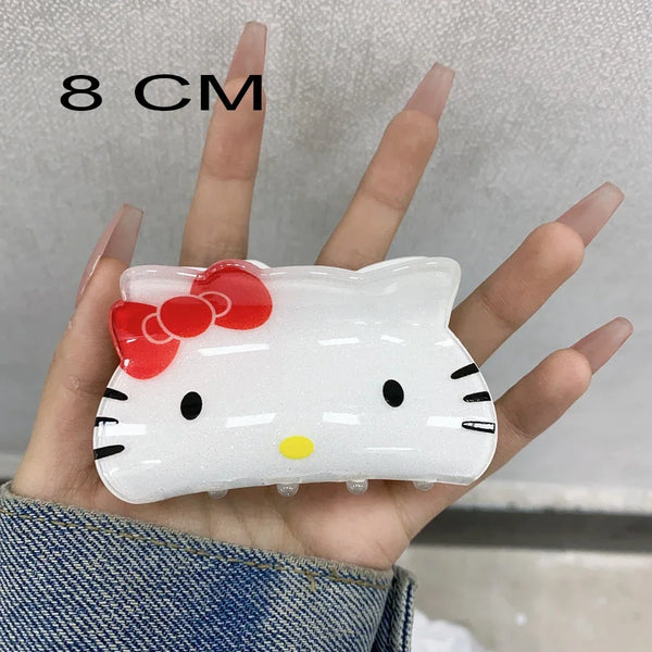 Sanrio Kuromi Hair Claws Women Fashion Cute Hello Kitty Hairclip Girl Cinnamoroll Acrylic Shark Clip Kid My Melody Birthday Gift