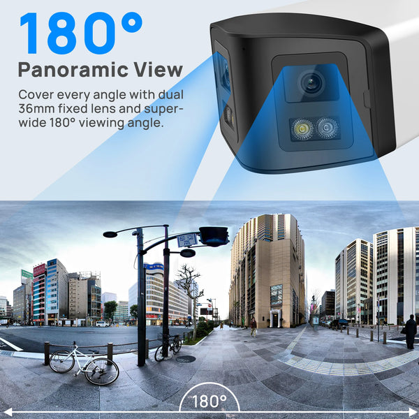 Vikylin Hikvision Compatible 4MP 4MM Dual Lens Panoramic Smart Dual light IP Camera POE Security Camera Smart Home Outdoor CCTV